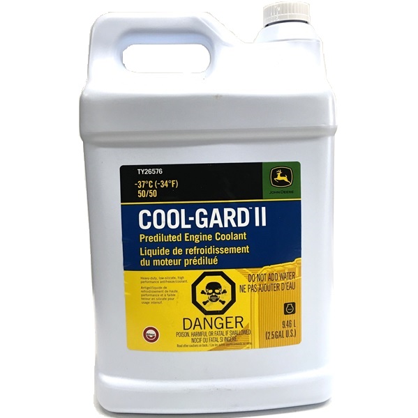 JD TY26576 2.5 GALLON COOL-GARD TM PRE-MIX  
(TIER II & III) (2 OR 3 GALLONS WHEN 
DISMOUNTING RADIATOR)